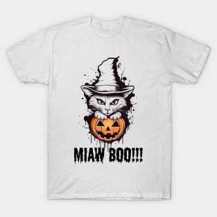 Cute Halloween Miaw Cat Boo T-Shirt